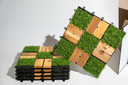 Vỉ cỏ kết hợp gỗ tự nhiên đối xứng